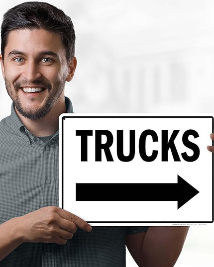 Trucks Right Sign, 10x14 Inches, 55 mil thick HDPS (high density polystyrene), Made in USA by My Sign Center