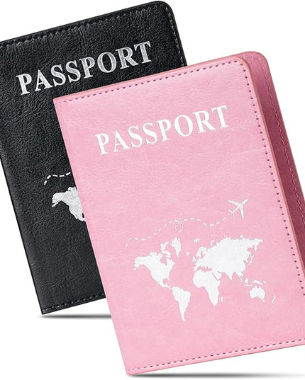 2 Pcs Passport holders，Ultra Slim passport wallet，PU Leather Passport Cover for Women and Men…