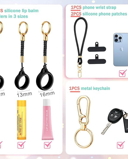 Phone Lanyard for Cellphone Case, Phone Wrist Strap for Case, With Lip Balm Holder Keychain Cap
