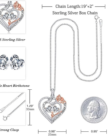 Iefil Christmas Gifts for Wife Women - 925 Sterling Silver Double Birthstone Necklace, Anniversary Birthday Gifts for Women, Jewelry Gift for Wife Girlfriend Mom Her