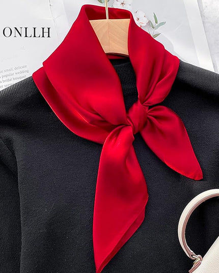 100% Mulberry Silk Scarf for Women Hair Lightweight Square Neckerchief Wrap For Head Scarves 21"