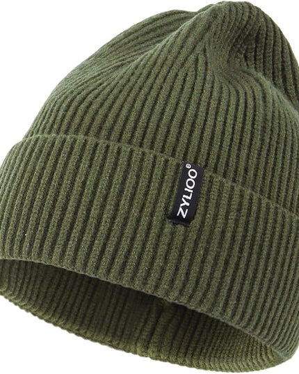Zylioo Oversize Beanie Hats, XXL Big Size Ribbed Knit Cuffed Winter Hat for Cold Weather, Warm Skull Watch Cap