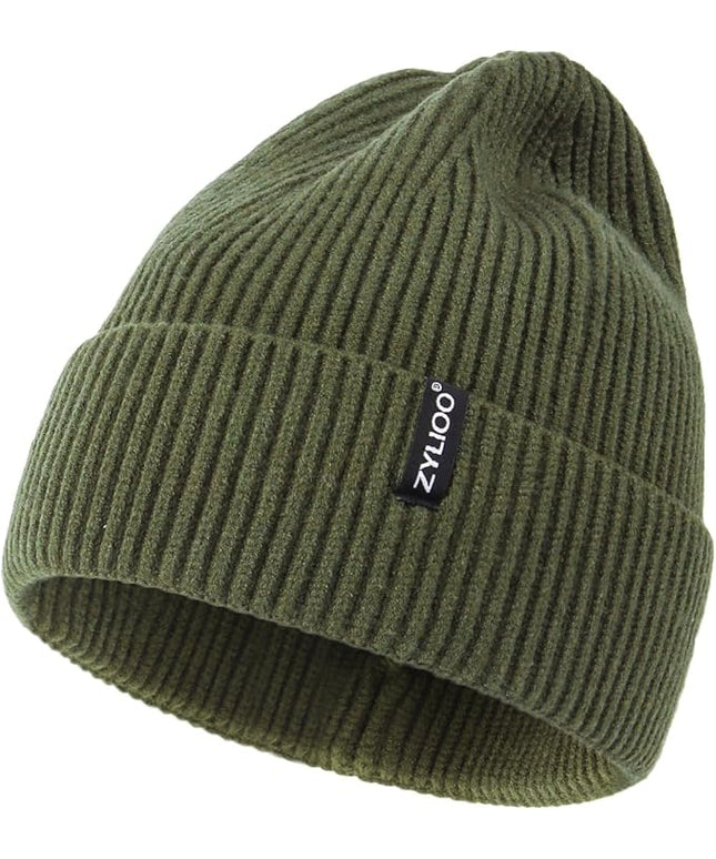 Zylioo Oversize Beanie Hats, XXL Big Size Ribbed Knit Cuffed Winter Hat for Cold Weather, Warm Skull Watch Cap