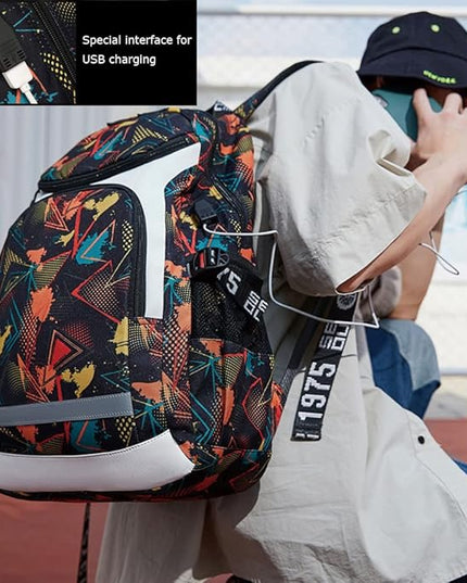 American Football Player 26 Multifunction Rugby Backpack Travel Laptop Daypack Night Reflective Strip Fans Bag (B - Pattern 3)
