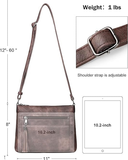 MASINTOR Crossbody Bags for Women, Lightweight Medium Crossbody Purse, Soft Leather Women's Shoulder Handbags with Tassel