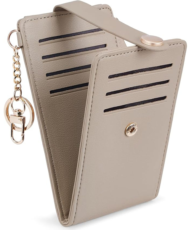 POIUGOYA Slim Wallet for Women,RFID Blocking Bifold Credit Card Holder with Zipper Coin Pocket,ID Window,Keychain