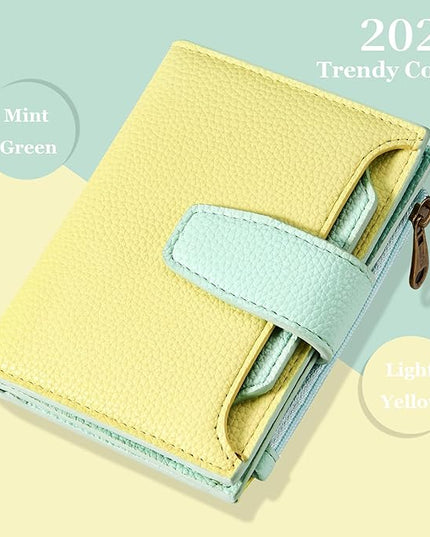 Airkit Small Wallet Women RFID Blocking Soft Leather Bifold Compact Card Holder Wallet for Women with Zipper Coin Pocket 4 ID Window