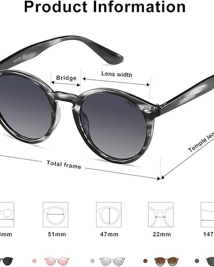 SOJOS Retro Round Polarized Sunglasses for Women Men Classic Vintage Sunnies SJ2069