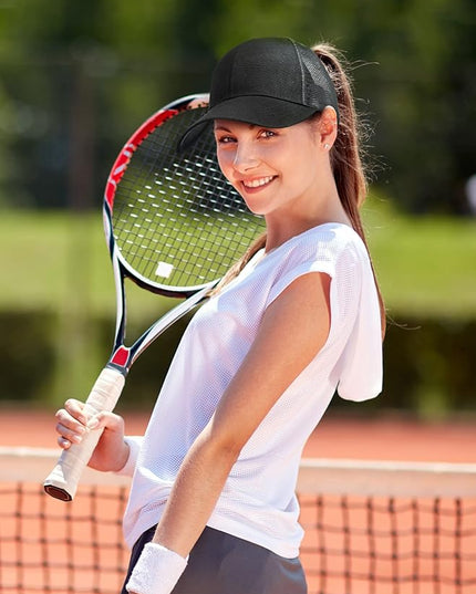 24 Pack Sublimation Blank Trucker Hats Bulk Mesh Black Baseball Caps Adjustable for Men Women Teen Sport DIY Custom