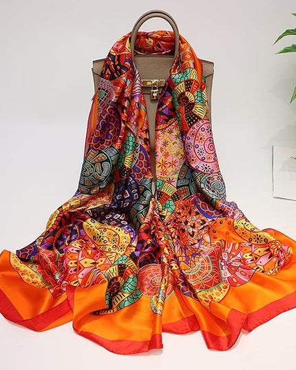 Fashion Scarves Scarf 100% Silk Feeling Scarf Silk Like Scarves Long Lightweight Sunscreen Shawls for Women