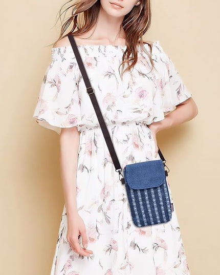 Women's Small Crossbody Bags Canvas Cellphone Purse Coin Pouch Wallet Mini Shoulder Handbags Wristlet Clutch