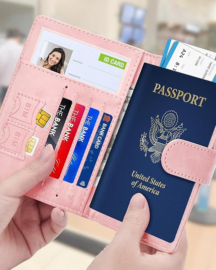 Herain Passport Holder for Travel Cruise Essentials, 2 Pcs Passport Cover Wallet Case Travel Gifts Women Men Family, RFID Passports Book Card Holders Travels Accessories Must Haves