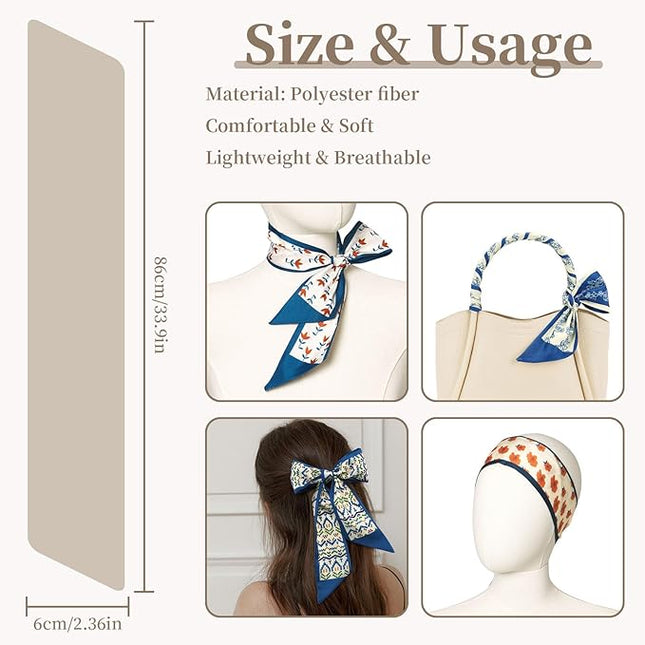 4 Pack Purse Scarf Handbags Skinny Twill Hair Scarves Narrow Neck Scarf Band Women Fashion Accessories Bag Charms
