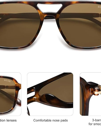 SOJOS Retro Aviator Sunglasses for Women Men,Trendy Rectangle Womens Mens Shades Sun Glasses SJ2202