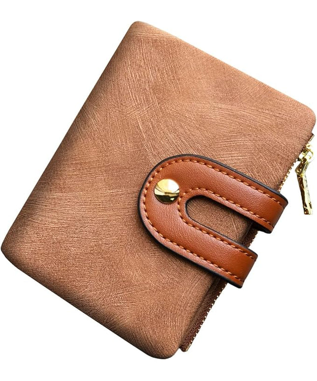 AOXONEL Women's Rfid Small Bifold Leather Wallet Ladies Mini Zipper Coin Purse id card Pocket,Slim Compact Thin