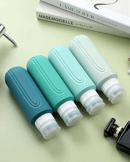 Travel Bottles for Toiletries, Large 6oz Oversize Containers, BPA Free Leak Proof Tubs Refillable Liquid Traveler Accessories with Toiletry Bag for Cometic Shampoo and Lotion Soap (4 Pack)