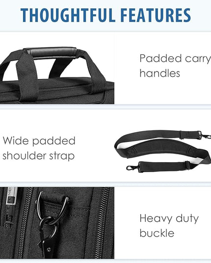 EMPSIGN Laptop Case Briefcase, 17.3 Inch Laptop Bag Expandable Messenger Bag for Men & Women Water Repellent, RFID Blocking Shoulder Bag Canvas Bag for Work, Business Travel