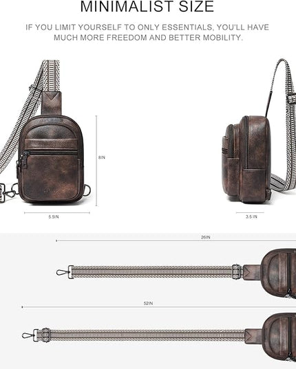 Sling Bag For Women Faux Leather Small Casual Daypack Backpack Fanny Pack Crossbody Chest Bags Purse