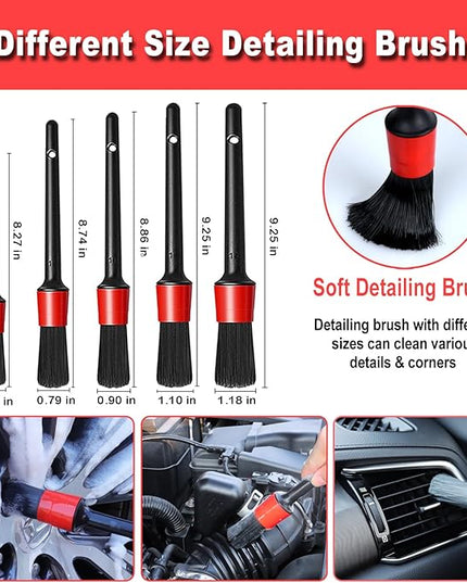 12Pcs Wheel Brush Kit for Cleaning Wheel and Tire, Wheel and Rim Brush, Car Detailing Brushes, Tire Brush, Bendable & Durable Car Wheel Rim Cleaner Brush Set,Car Detailing Cleaning Brush Supplies Kit