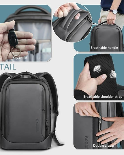 hk Laptop Backpack for Men with USB Charging Port Water-Resistant for 15.6 Inch Computer Bag Durable High-Tech Daypack Casual Backpack for Business Work College Weekender Travel- Dark Grey