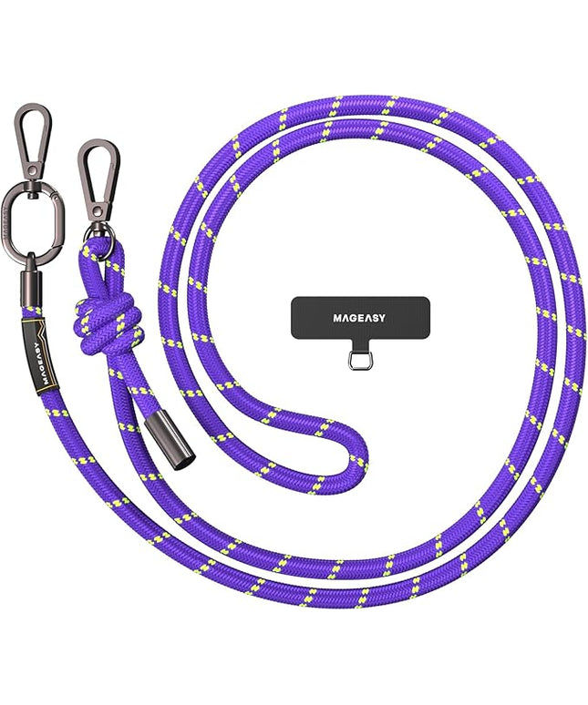 MAGEASY Universal Cell Phone Lanyard - Anti-Theft Thick Rope Crossbody Phone Strap for iPhone 17 Pro Max & Most Smartphones, for Men & Women | 8.3mm Pruple/Green