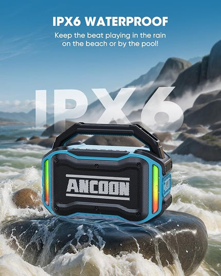 Speakers Bluetooth Wireless: 80W(Peak) Loud Speaker with Bass, 20H Playtime, IPX6 Waterproof, Large Jobsite Speakers for Work, Outdoor, Workshop, Garage, Portable Speaker with TWS (Sky Blue)