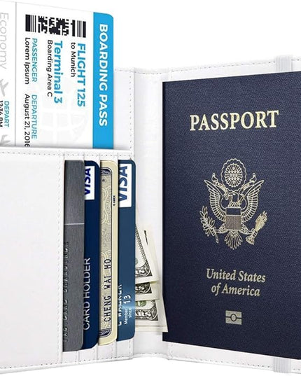Passport Holder Cover Travel RFID Blocking Passport Cover Rose Gold Cute Flowers Passport Wallet with Elastic Band for Women