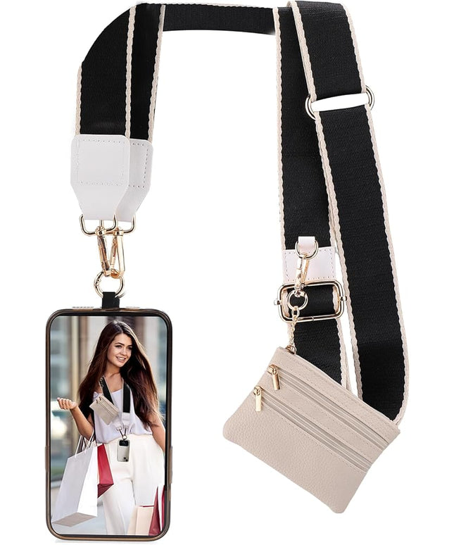 XANGNIER Clip and Go Strap for Phone with Wallet Crossbody, Phone Strap with Zippered Wallet, Adjustable Anti Theft Cellphone Lanyard for Women, Cellphone Chain Accessories,Multicolor 11