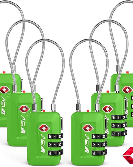 TSA Accepted Luggage Travel Lock, Set-Your-Own Combination Lock for School Gym Locker, Luggage Suitcase Baggage Locks, Filing Cabinets, Toolbox, Case (Green, 6 Pack)