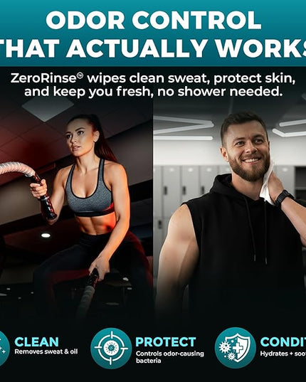 XL Body Wipes for Men - 50 No Rinse Shower Sheets + 4 Travel Bath Sachets - 10 x 11.5" After Gym Mens Deodorant Wipes - Adult Disposable Washcloths, Face Towels for Camping Essentials & Survival Gear