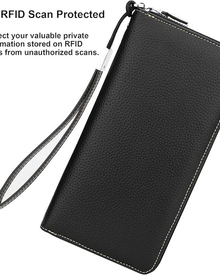 Lavemi Small Compact Women Wallet RFID Blocking Genuine Leather Bifold Purse with ID Windows
