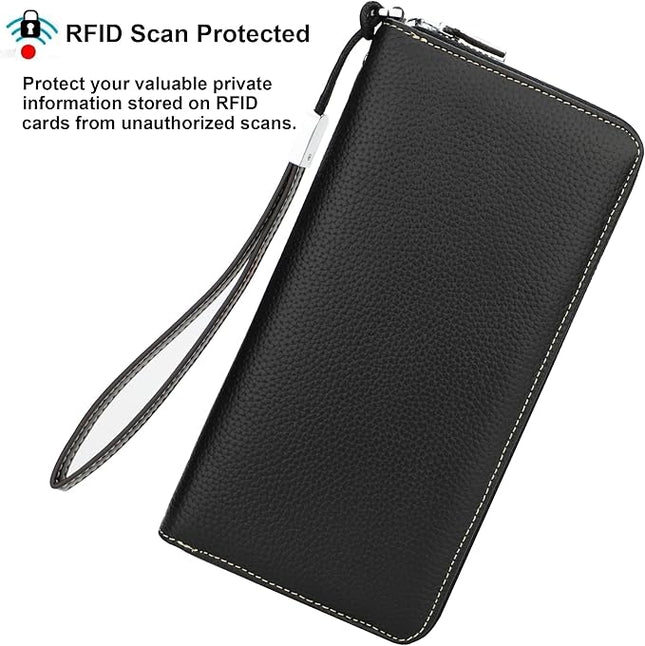Lavemi Small Compact Women Wallet RFID Blocking Genuine Leather Bifold Purse with ID Windows