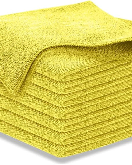 USANOOKS Microfiber Cleaning Cloth Yellow - 8 Pcs 12.5"x12.5" - High Performance - 1200 Washes, Ultra Absorbent Towels Weave Grime & Liquid for Streak-Free Mirror Shine - Car Washing Cloth