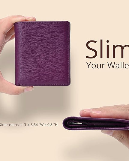 Bveyzi Ultra Slim Small RFID Wallet for Women, Leather Tiny Thin Bifold Pocket Ladies Wallet