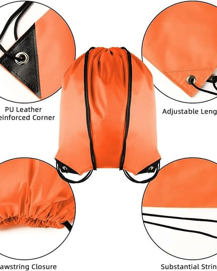 GoodtoU Drawstring Backpacks, Drawstring Nylon Bags Bulk Cinch Sack Drawstring Gym Bag for Sport, Traveling, Team (20Pcs, Orange)