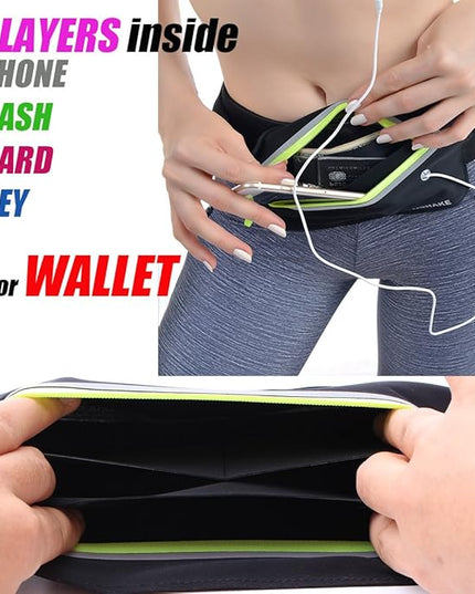 USHAKE Slim Running Belt, Ultra Light Bounce Free Waist Pouch Fitness Workout Belt Sport Waist Pack Exercise Waist Bag for Apple iPhone Samsung in Running Gym Marathon Cycling