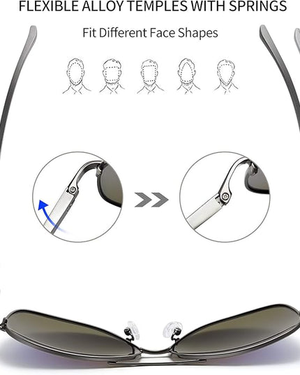 Joopin Polarized Metal Aviation Sunglasses Men, Classic Military Sun Glasses Women, Rectangle Shades UV400 Protection Costume