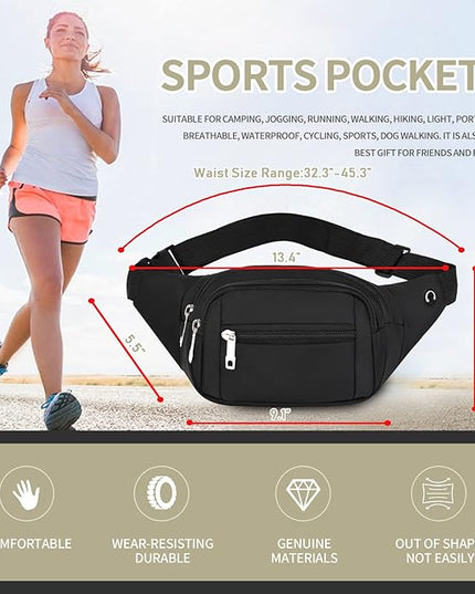 DAITET Crossbody Fanny Pack for Men&Women,Large Waist Bag & Hip Bum Bag with Adjustable Strap for Outdoors Workout Traveling Casual Running Hiking Cycling
