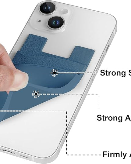 Senose Card Holder for Phone Case,Dual Pocket Silicone Phone Wallet, Stick On Compatible for iPhone, Samsung & Most of Cellphones