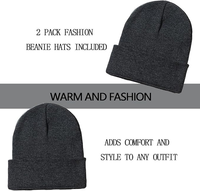 ZOORON 1&2 Pack Beanie for Men Women Slouchy Beanie Hats Winter Knit Caps Soft Ski Hat Unisex