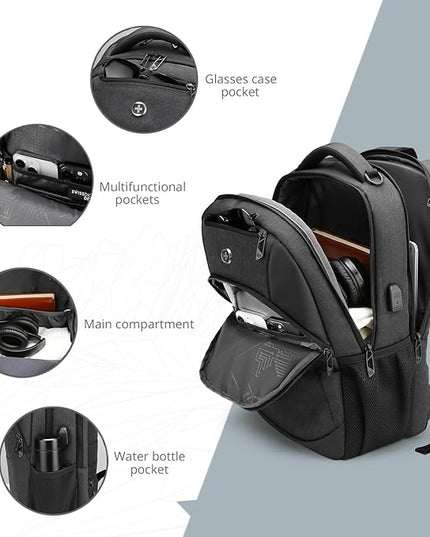 Swissdigital Design Travel Laptop Backpack for Men and Women, College Backpack with USB Charging Port for Fits 16 Inch Notebook, Grey | SD1670-02