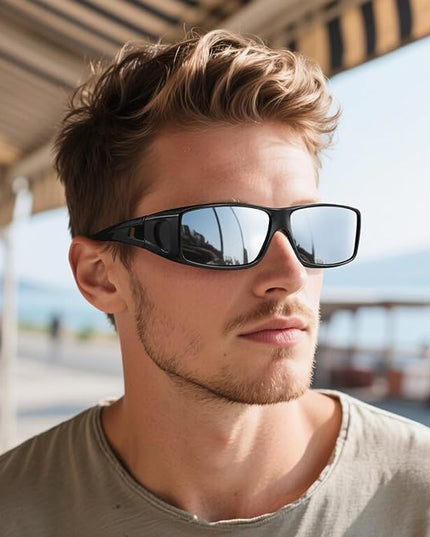 Wzerry Sunglasses Fit Over Glasses Polarized for Men Women, Wrap-Around Glasses UV400 Protection for Driving and Outdoor