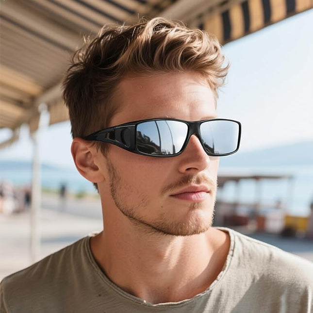 Wzerry Sunglasses Fit Over Glasses Polarized for Men Women, Wrap-Around Glasses UV400 Protection for Driving and Outdoor