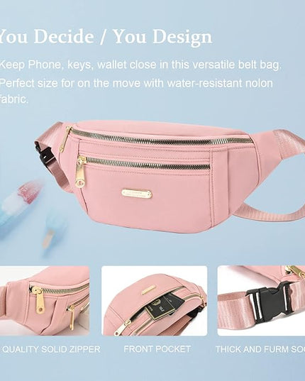 DAITET Crossbody Fanny Pack for Men&Women,Large Waist Bag & Hip Bum Bag with Adjustable Strap for Outdoors Workout Traveling Casual Running Hiking Cycling