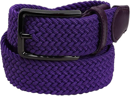 Falari Men Women Multicolored Elastic Stretch Braided Belt Canvas Fabric Woven No Holes Belt