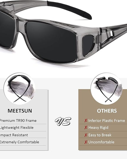 MEETSUN Fit Over Glasses Sunglasses for Men Women,Wrap Around Sunglasses Polarized UV400 Protection