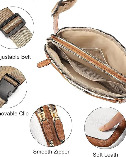 Mini Belt Bag for Women, RFID Small Fanny Pack, Womens Fashion Waist Packs with Extender Strap, Crossbody Bum Bags