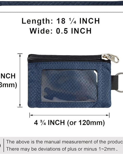 Minimalist RFID Blocking Small Wallet with ID Window,WaterResistant Zip Id Case Wallet with Lanyard Keychain for Cards,Cash,Travel,Women,Men