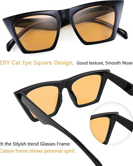 FEISEDY Vintage Square Cat Eye Sunglasses Women Trendy Cateye Sunglasses B2473