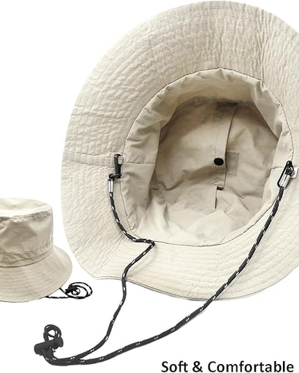 woogwin Waterproof Bucket Rain Hat with Chin Strap Quick Dry Packable Boonie Sun Hat Safari Hat UV Protection
